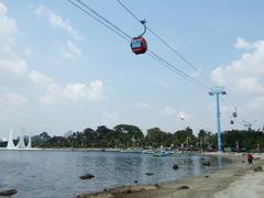 Cable car over Danau Beach in Ancol Jakarta Bay City, Indonesia