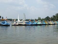 Swan pedal boats at Danau Monument in Ancol Jakarta Bay City, Indonesia