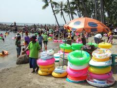 Inflatable tubes at Festival Beach, Ancol Jakarta Bay City, Indonesia