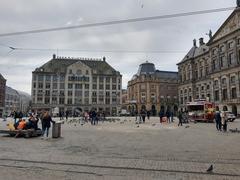 Empty Dam Square in Amsterdam during the COVID-19 pandemic