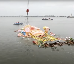 2019 Khairatabad Ganesh immersion in Hussain Sagar lake