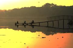 Enjoying sunrise at Hussain Sagar