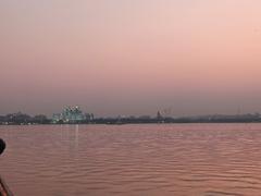 Evening view of Hussain Sagar Lake in Hyderabad, India