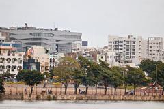 Buildings along Tank Bund in Hyderabad