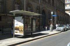 Bus stop for line 29 at the Town Hall of the 2nd arrondissement in Paris