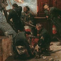 Fragment of Alphonse de Neuville painting The Last Cartridges