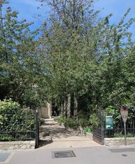 Entrance of René Viviani Square on Rue Lagrange in Paris 5th arrondissement