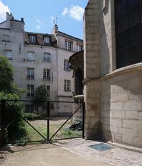 Square René-Viviani with Saint-Julien-le-Pauvre church in Paris