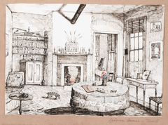 Drawing of the sitting room of a house on Spadina Avenue, Toronto