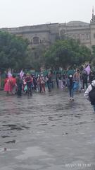 Quechua speakers gathering in Plaza San Martin