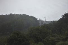 funicular train surrounded by mist, sky, and landscape in Euskadi