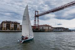 Bizkaia Bridge in a clear blue sky