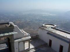 Monsoon Palace scenery with lush green surroundings