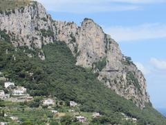 View of Mount Solaro from Capri's Piazzetta