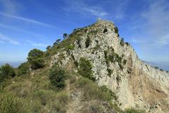 Monte Solaro view from hiking trail 392 with steep drop to sea level on the right