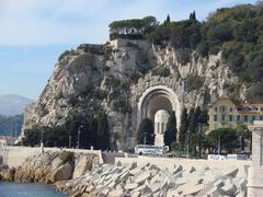 Panoramic view of Nice shoreline with Mediterranean Sea and city view