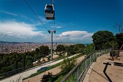 Panoramic view of Barcelona from Montjuïc with Sagrada Família in focus