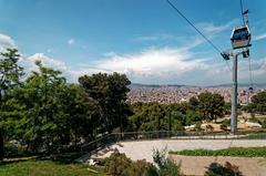 Panoramic view of Barcelona from Montjuïc with Sagrada Família in focus