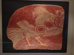 Teotihuacan mural fragment depicting an allegorical quetzal bird