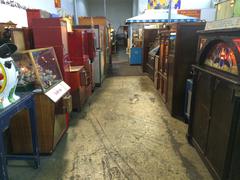 A row of vintage arcade machines at Musee Mecanique