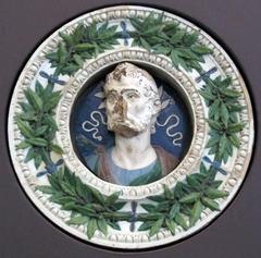 Andrea della Robbia's Allegorical Male Portrait within a Garland, 1490-1510, Museo di San Martino