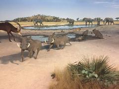 African Warthogs, Sable Antelope, and Steenbok in Botswana diorama