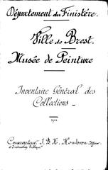 Inventaire général des collections du musée des beaux arts de Brest 1904 couverture