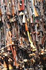 pyre of smuggled weapons in Uhuru Gardens, Nairobi