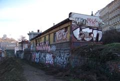 Hrabovská spojka railway building in Prague-Žižkov