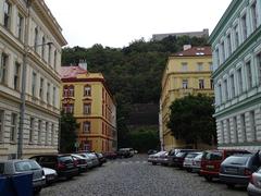 Kollárova Street towards Vítkov Hill in Karlín, Prague, Czech Republic