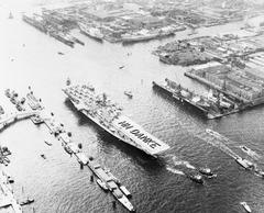 USS Randolph leaving Hamburg in 1966