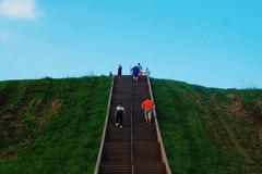 Sunset over Cahokia Mounds with a dramatic sky