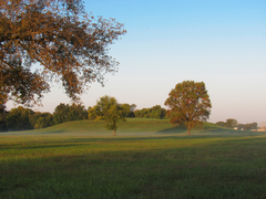 Mound 48, a large platform mound on the northwest corner of the Grand Plaza