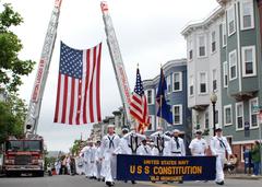 Sailors assigned to USS Constitution marching in the Bunker Hill Day parade