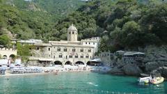 San Fruttuoso Abbey in a coastal, natural setting