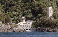 L'Abbazia di San Fruttuoso on a sunny day