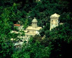 San Fruttuoso Abbey and bay in Liguria, Italy