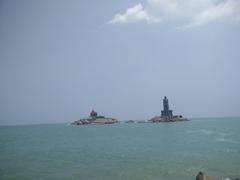 Kanyakumari sea view with clear blue sky and rocks