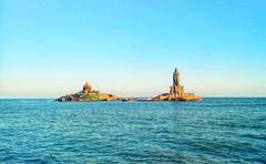 aerial view of Kanyakumari coastline with blue sea