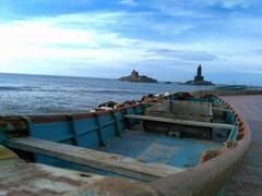 Kanyakumari coastline with Thiruvalluvar Statue and Vivekananda Rock Memorial