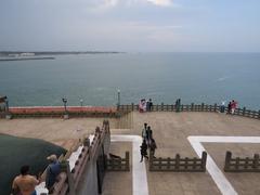 Kanyakumari sunset and sea view with rocks