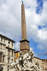 Obelisco Angonale with Fontana dei Quattro Fiumi in Piazza Navona, Rome