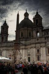 Plaza Navona in Rome, Italy with fountains and historical buildings