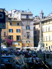 Pantheon in Rome with bustling square