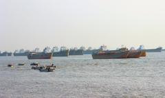 Fishing trawlers near Patenga sea beach