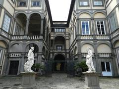 Main entrance of Palazzo Pfanner in Lucca, Italy