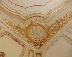 Stucco decorations in the staircase of Pálffyovský Palace at Valdštejnská street 14