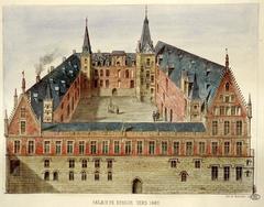 Palais de Rihour in Lille circa 1660 lithograph