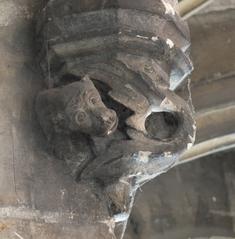 Detail of stairway sculptures at Palace Rihour in Lille, France