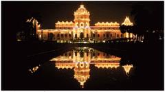 Ujjayanta Palace illuminated at night